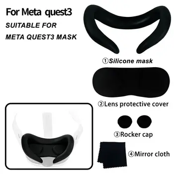 1 Комплект для Quest3 Маска для глаз и очки, защитная крышка для объектива, силиконовый чехол, устойчивый к поту, светозащитная маска для лица