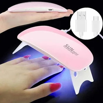 6 Вт Мини-лампа для ногтей со светодиодной уф-подсветкой для отверждения гель-лака, розово-белая сушилка для ногтей, портативный USB-кабель, домашний инструмент для сушки ногтей Гель-лаком