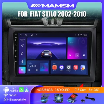 MAMSM 9-Дюймовый Автомобильный Радиоприемник для Fiat Stilo 2002-2010 Android 11,0 2 Din Мультимедиа Стерео Carplay Навигация GPS Автомобильный Без DVD-плеера