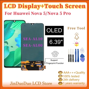 OLED TFT ЖК-Дисплей Для Huawei nova 5/Nova5 Pro ЖК-дисплей С Сенсорным Экраном SEA-AL10 SEA-AL00 Дигитайзер В Сборе Замена Телефона