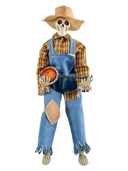 Дуэт скелетов банджо, забавный анимированный декор для осеннего Хэллоуина, жуткий скелет банджо для праздничного украшения дома