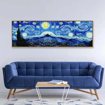 Звездное небо, пейзаж Ван Гога, знаменитая картина, декоративная живопись, плакат, картина маслом, настенное художественное изображение, домашний декор