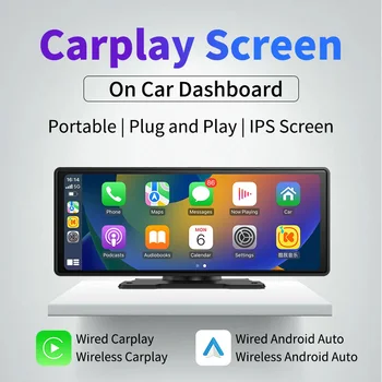 Портативное Автомобильное Радио с Беспроводной Связью Apple Carplay Android Auto Video MP5 Мультимедийный Плеер Стерео Автомагнитола Монитор Головного Устройства WIFI