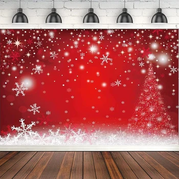 Рождественский фон для фотосъемки Red Magic Украшение Зимней вечеринки Боке На фоне Белой Снежинки Баннер для Фотобудки